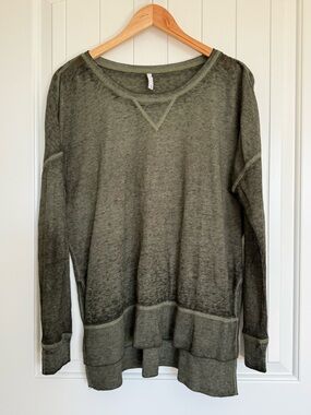 Z Supply Olive Green Emerson Thermal Sweatshirt Oversized Pullover Top Size M